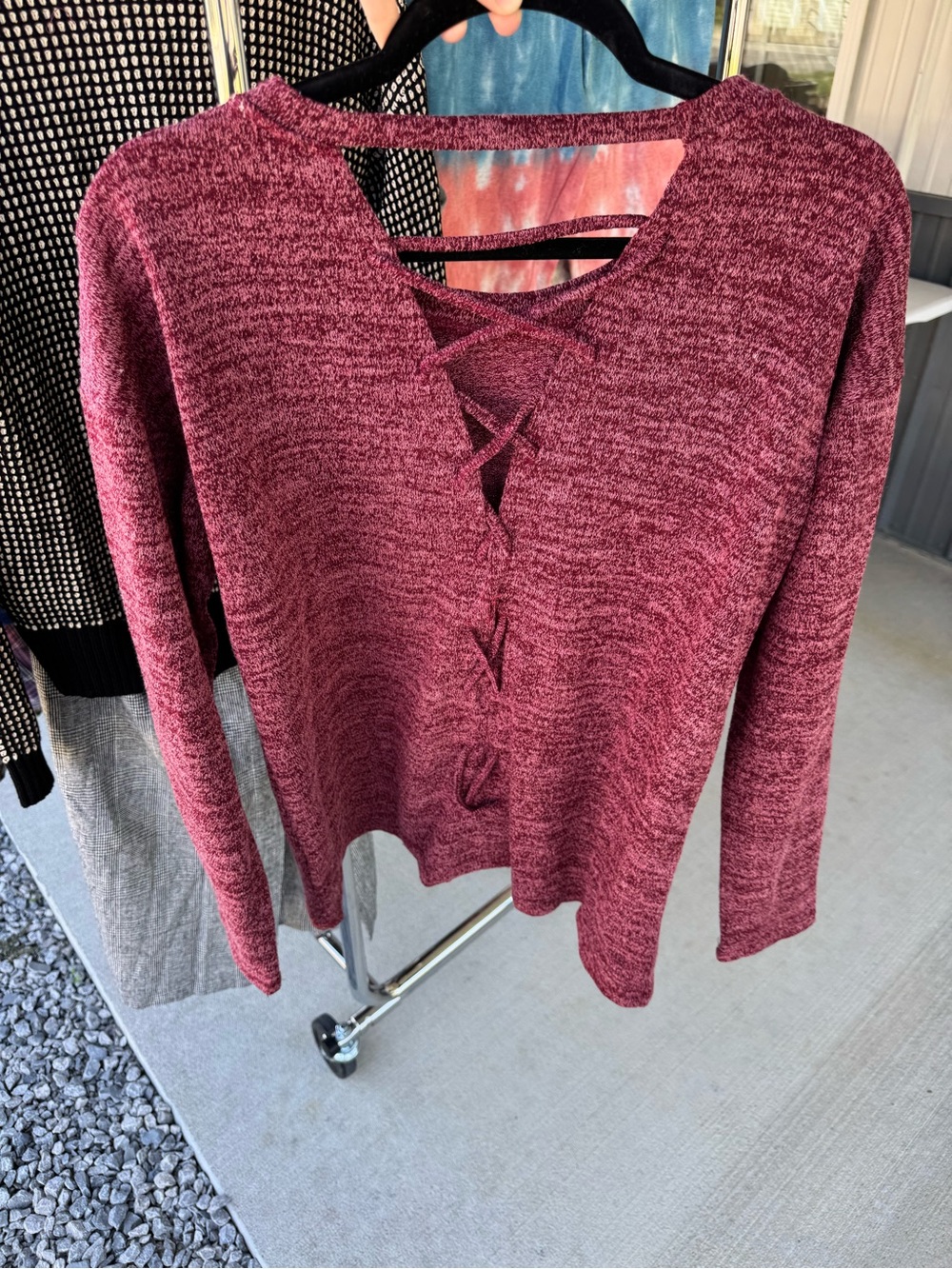 Hem & Thread Marled Raspberry Long Sleeve Sweater - Picture 2 of 2
